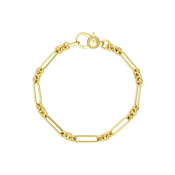 3+1 Hollow Paper Clip Bracelet with Diamond Lock