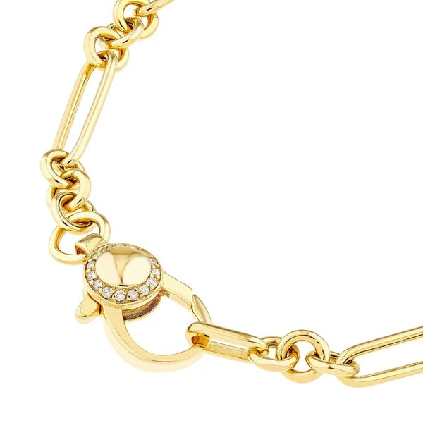 3+1 Hollow Paper Clip Bracelet with Diamond Lock