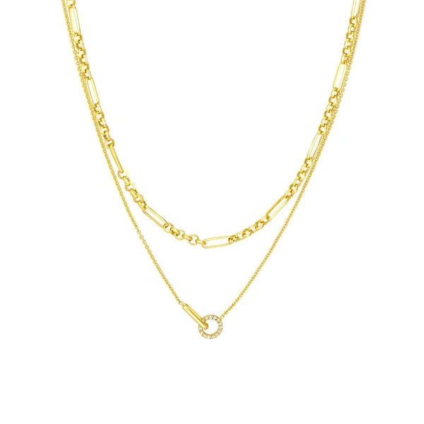Diamond Circle Duet Layered Necklace