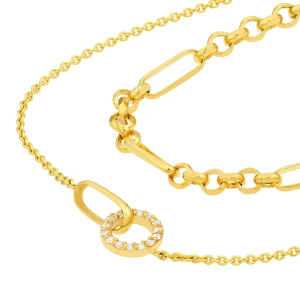 Diamond Circle Duet Layered Necklace