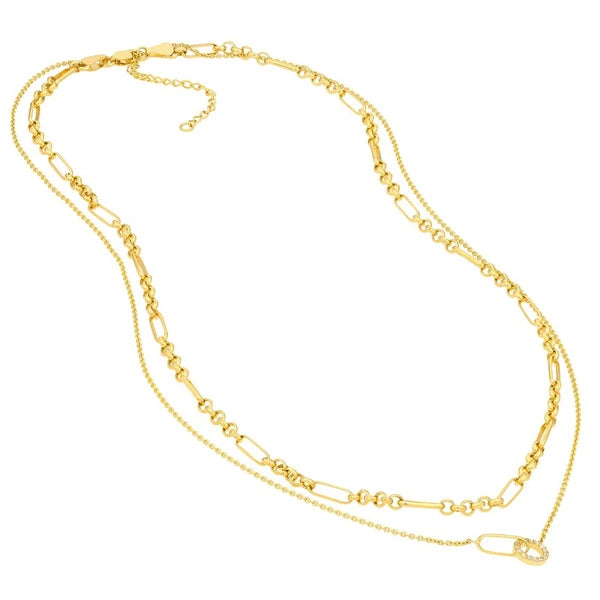 Diamond Circle Duet Layered Necklace