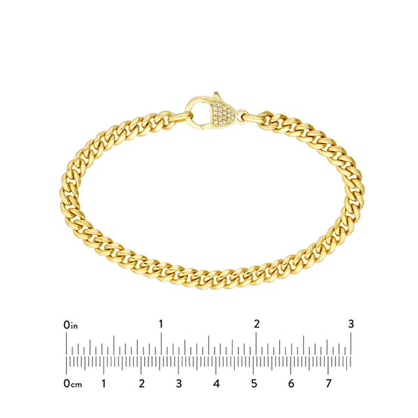 Pavé Diamond Pear Lock Curb Chain Bracelet