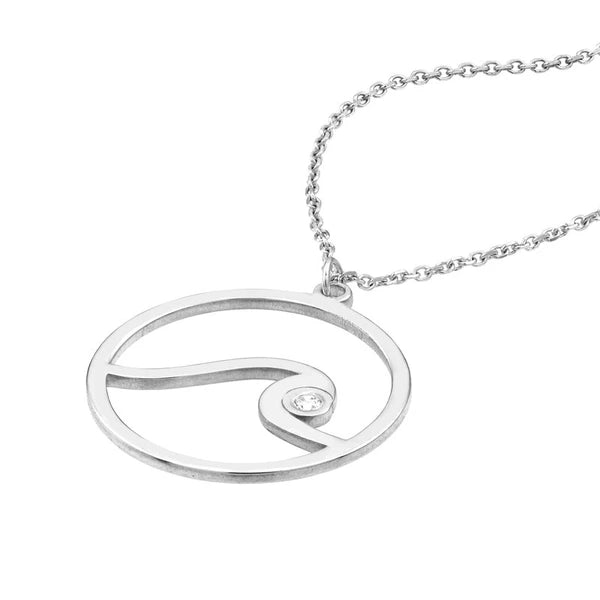 CZ Wave in Circle Cable Necklace
