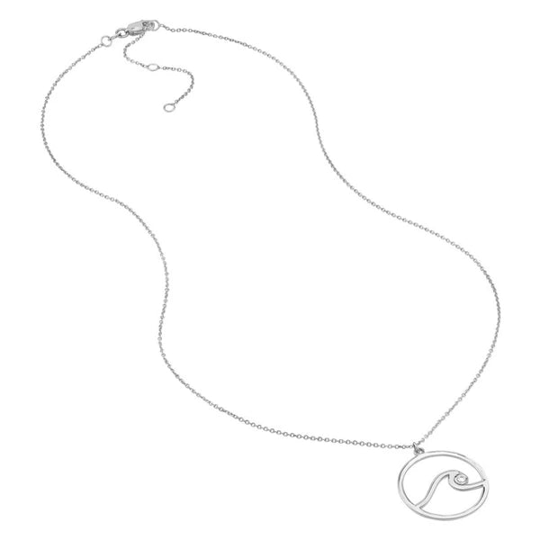 CZ Wave in Circle Cable Necklace