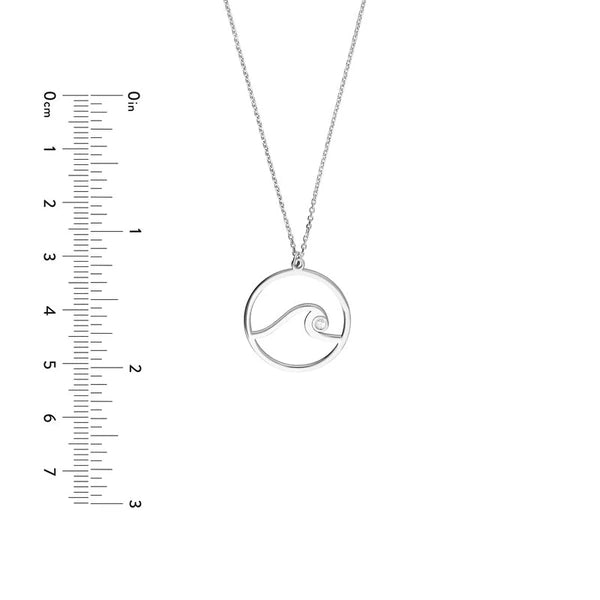 CZ Wave in Circle Cable Necklace