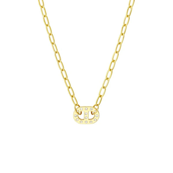 Dot Diamond Mariner Paper Clip Necklace