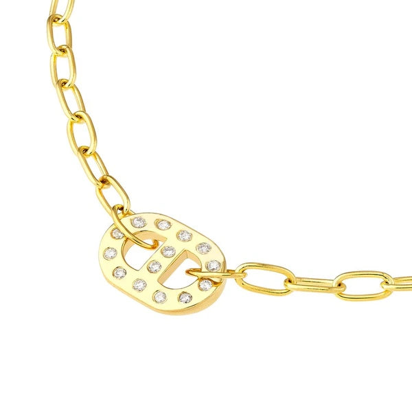 Dot Diamond Mariner Paper Clip Necklace
