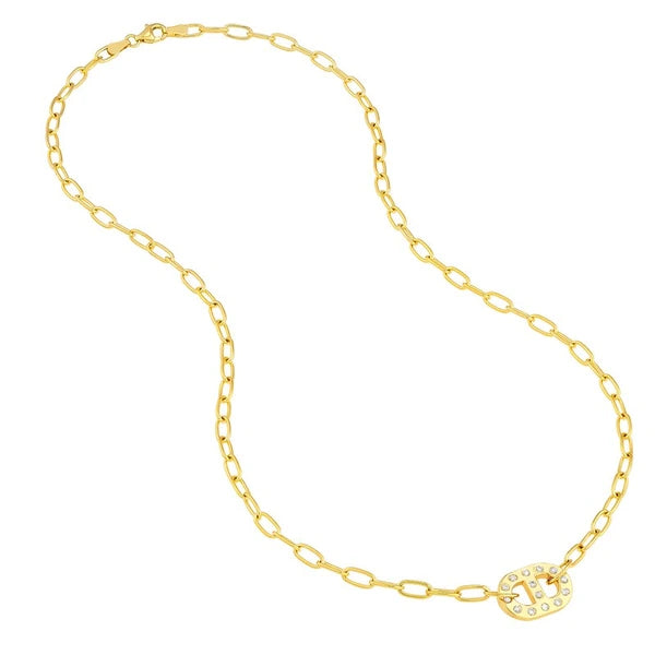 Dot Diamond Mariner Paper Clip Necklace