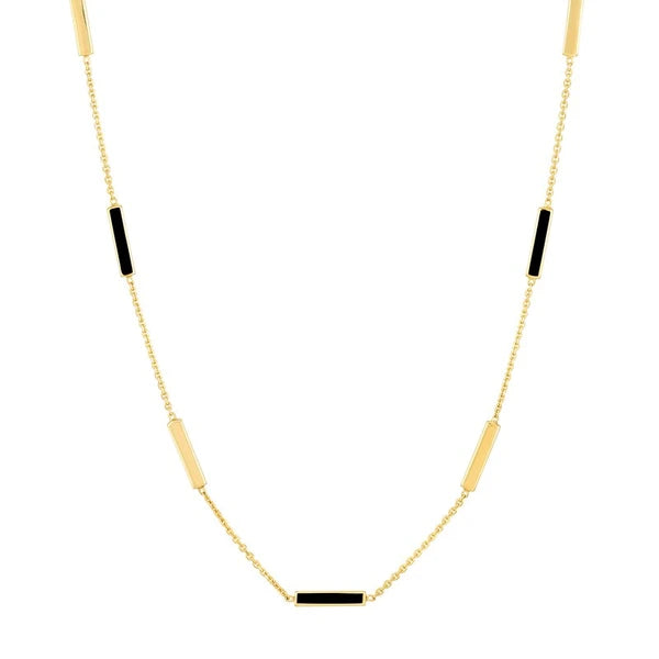 Black EN/Amel AlterN/Ating Bar Station Necklace