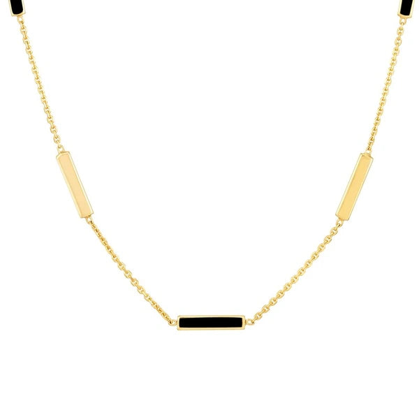 Black EN/Amel AlterN/Ating Bar Station Necklace