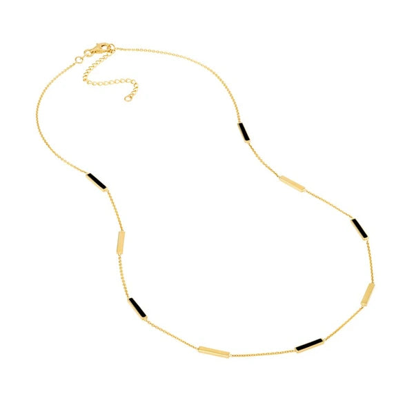 Black EN/Amel AlterN/Ating Bar Station Necklace