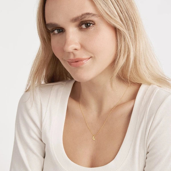 So You Diamond Bezel Half Moon Necklace