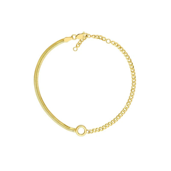 50/50 SN/Ake + Curb Circle Station Bracelet Adjustable LL