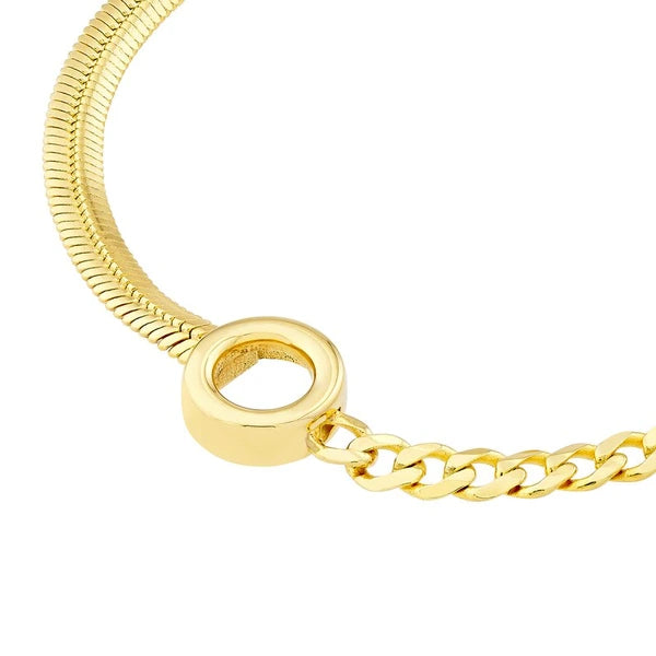 50/50 SN/Ake + Curb Circle Station Bracelet Adjustable LL
