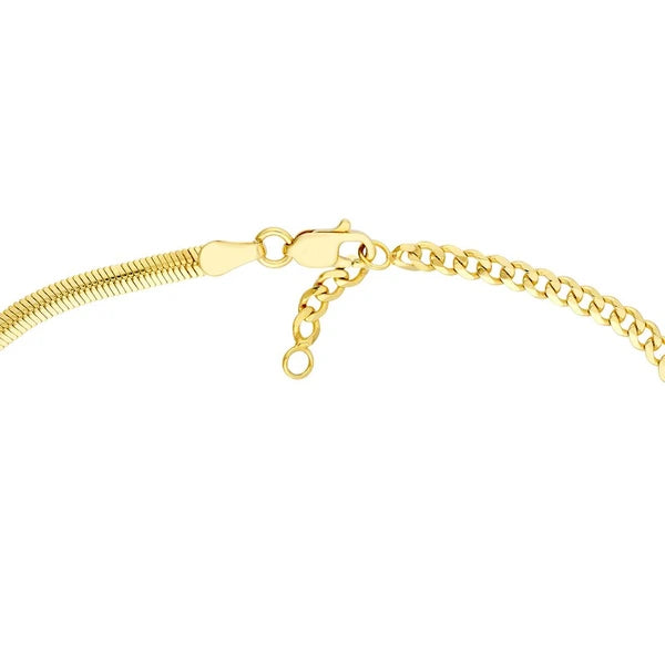 50/50 SN/Ake + Curb Circle Station Bracelet Adjustable LL