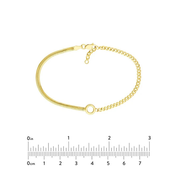 50/50 SN/Ake + Curb Circle Station Bracelet Adjustable LL