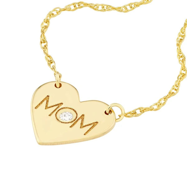 So You MOM Heart with Diamond Necklace