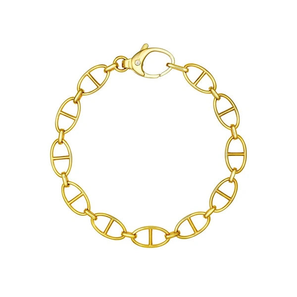 Diamond Pear Lock Oval Link Bracelet