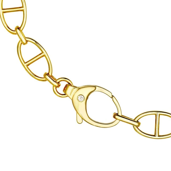 Diamond Pear Lock Oval Link Bracelet