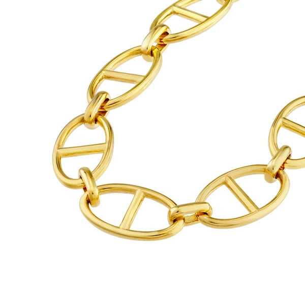 Diamond Pear Lock Oval Link Bracelet