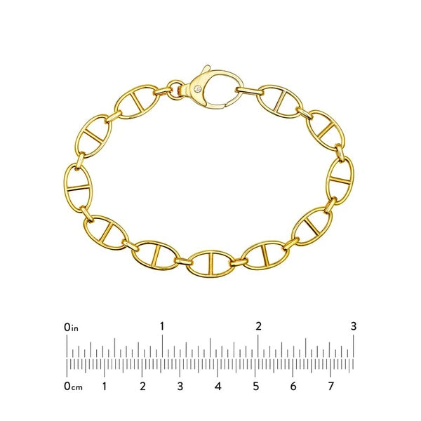 Diamond Pear Lock Oval Link Bracelet
