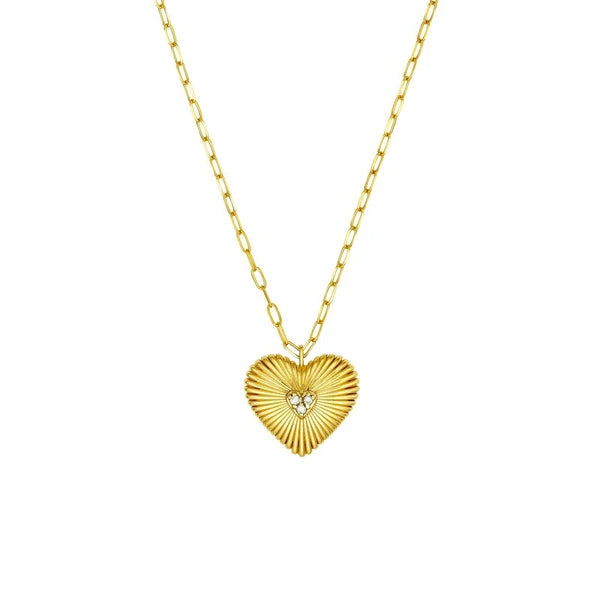 Diamond Radiant Heart Pendant Necklace