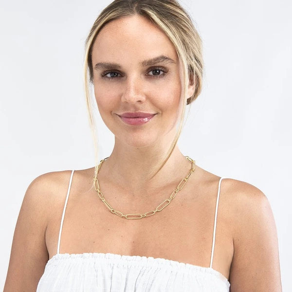 Twist and Polished Oval Link Necklace