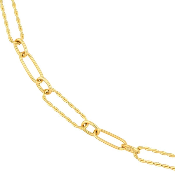 Twist and Polished Oval Link Necklace