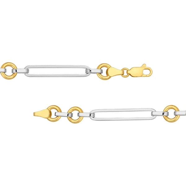 Two Tone Oval Link With Rolo Link Necklace