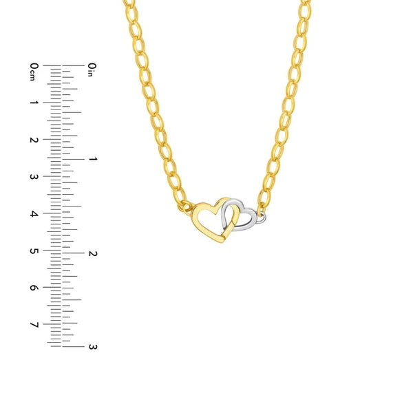 Two Tone Push Lock Heart Pendant Necklace