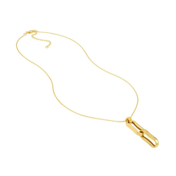 Double Oval Link Pendant Necklace