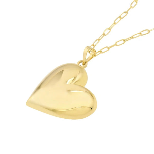 Large Puff Heart Pendant Necklace