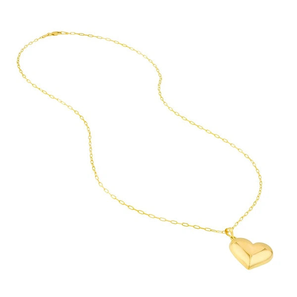 Large Puff Heart Pendant Necklace