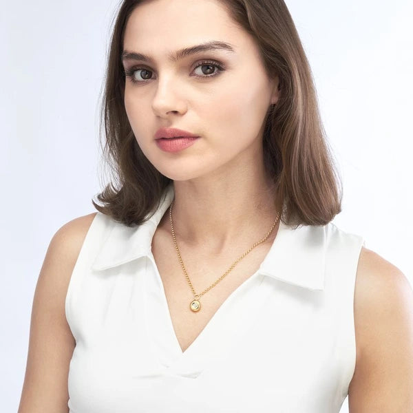 Diamond Puff Charm Rolo Necklace