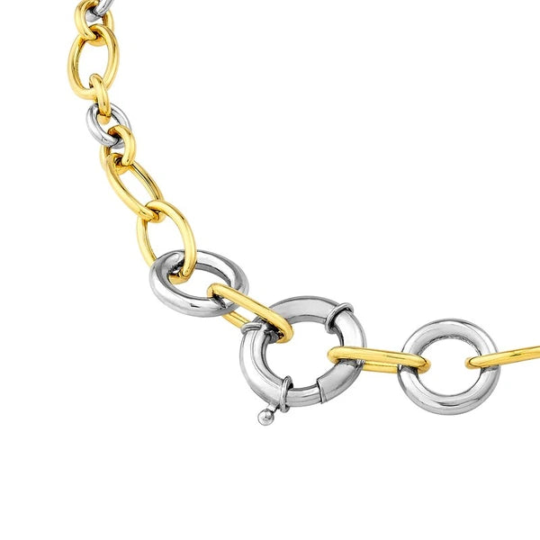 Two Tone AlterN/Ate Oval Link Necklace