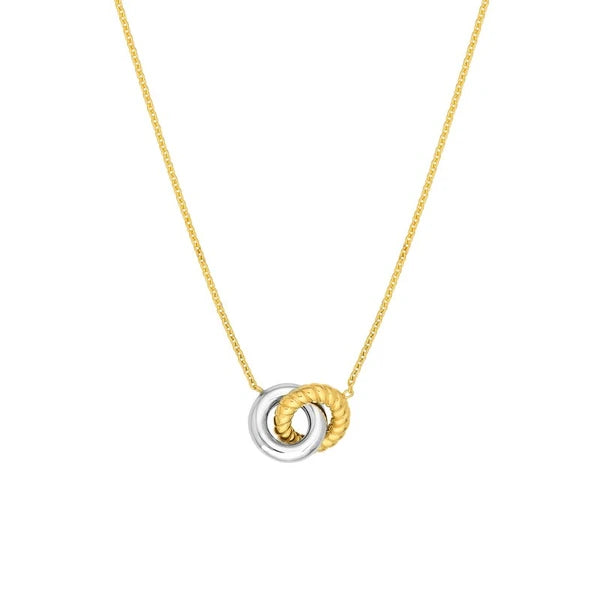 Two Tone Interlocking Circle Necklace