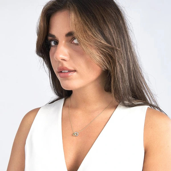 Two Tone Interlocking Circle Necklace