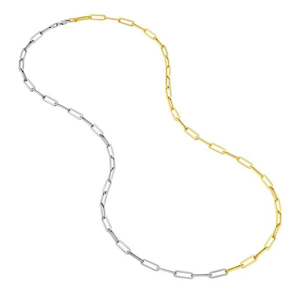 Two Tone Hollow 50/50 Paper Clip Necklace