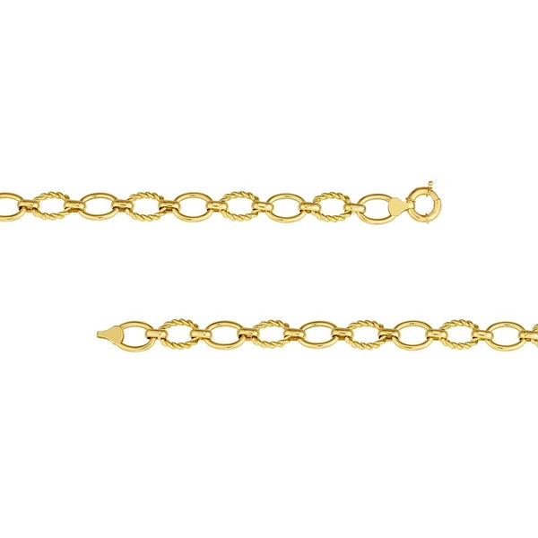 Polished And Textured Oval Link Bracelet