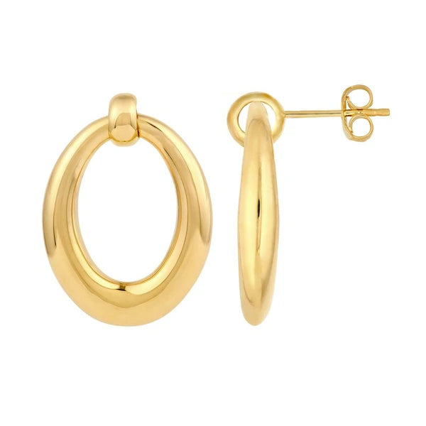 Graduated Oval Hoop Stud Earrings
