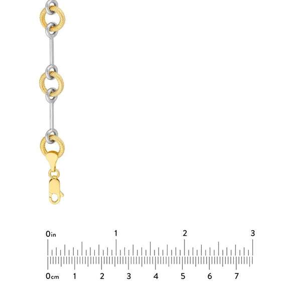 Two Tone AlterN/Ating Textured Link Necklace