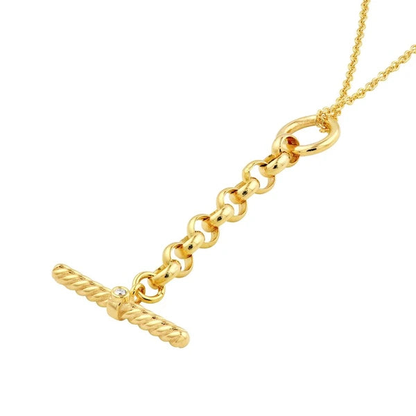 Diamond Bar On Rolo Chain Charm