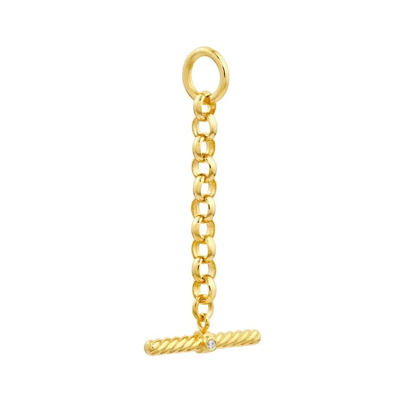 Diamond Bar On Rolo Chain Charm