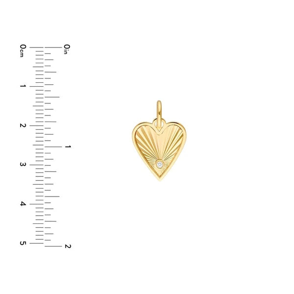 Diamond Fluted Heart Charm