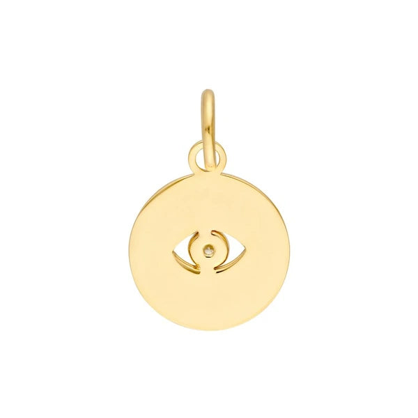Diamond Two Tone Fluted Evil Eye Charm