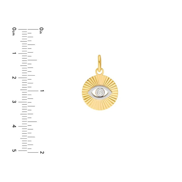 Diamond Two Tone Fluted Evil Eye Charm