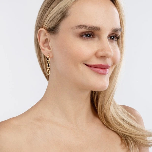 Long Teardrop Link Dangle Earrings