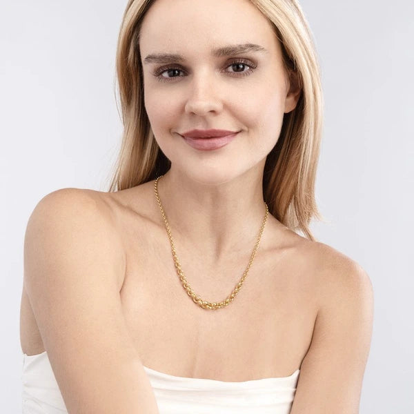 Hollow Graduated Medium Rolo Necklace