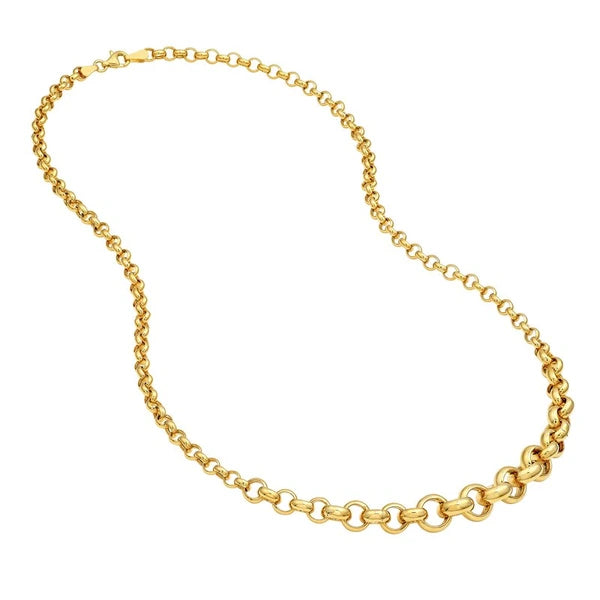 Hollow Graduated Large Rolo Necklace