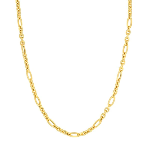 Hollow AlterN/Ating Twisted Oval Link 5+1 Chain Necklace